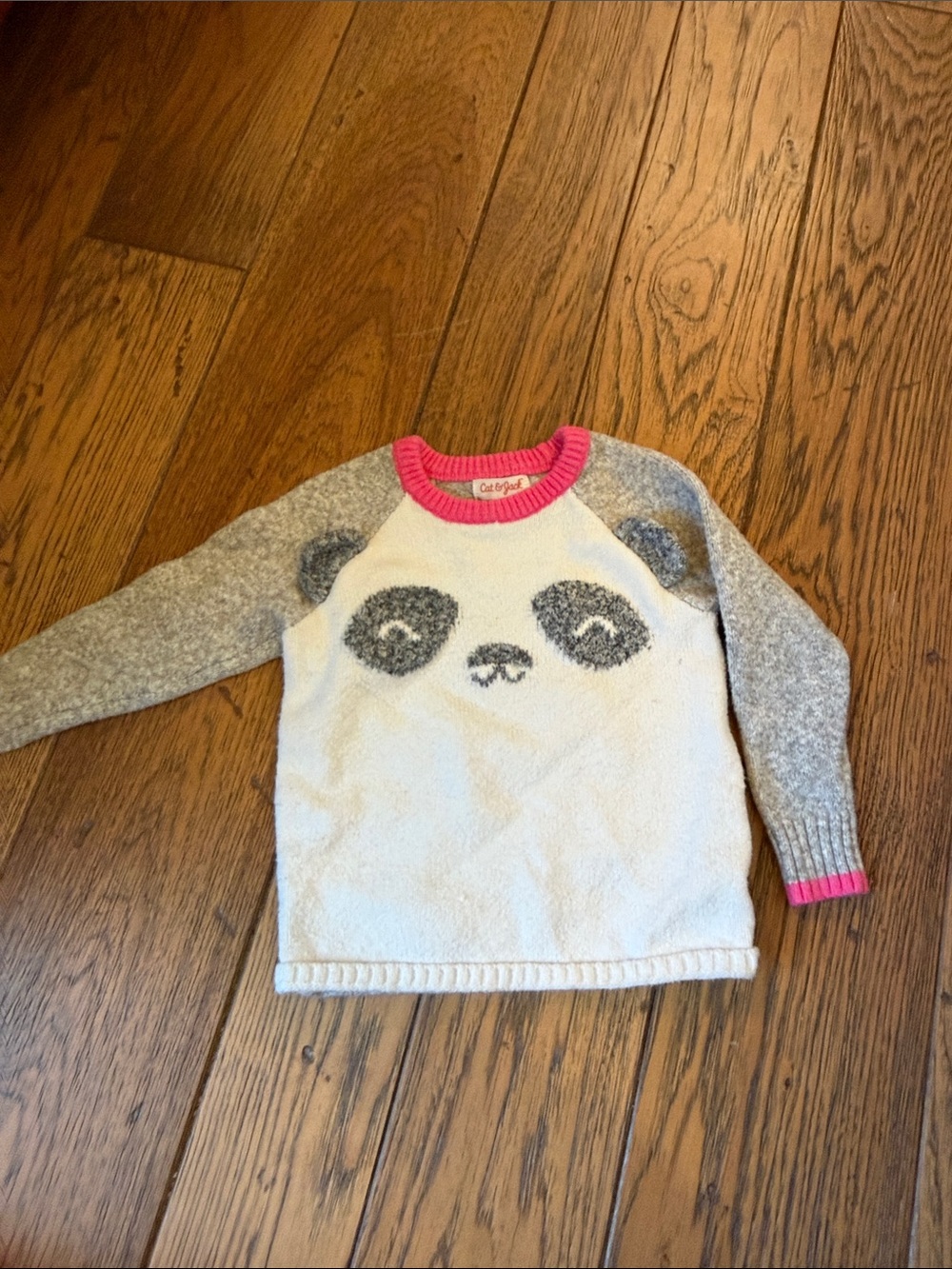 Cat & Jack White, Gray & Pink Panda Knit Sweater